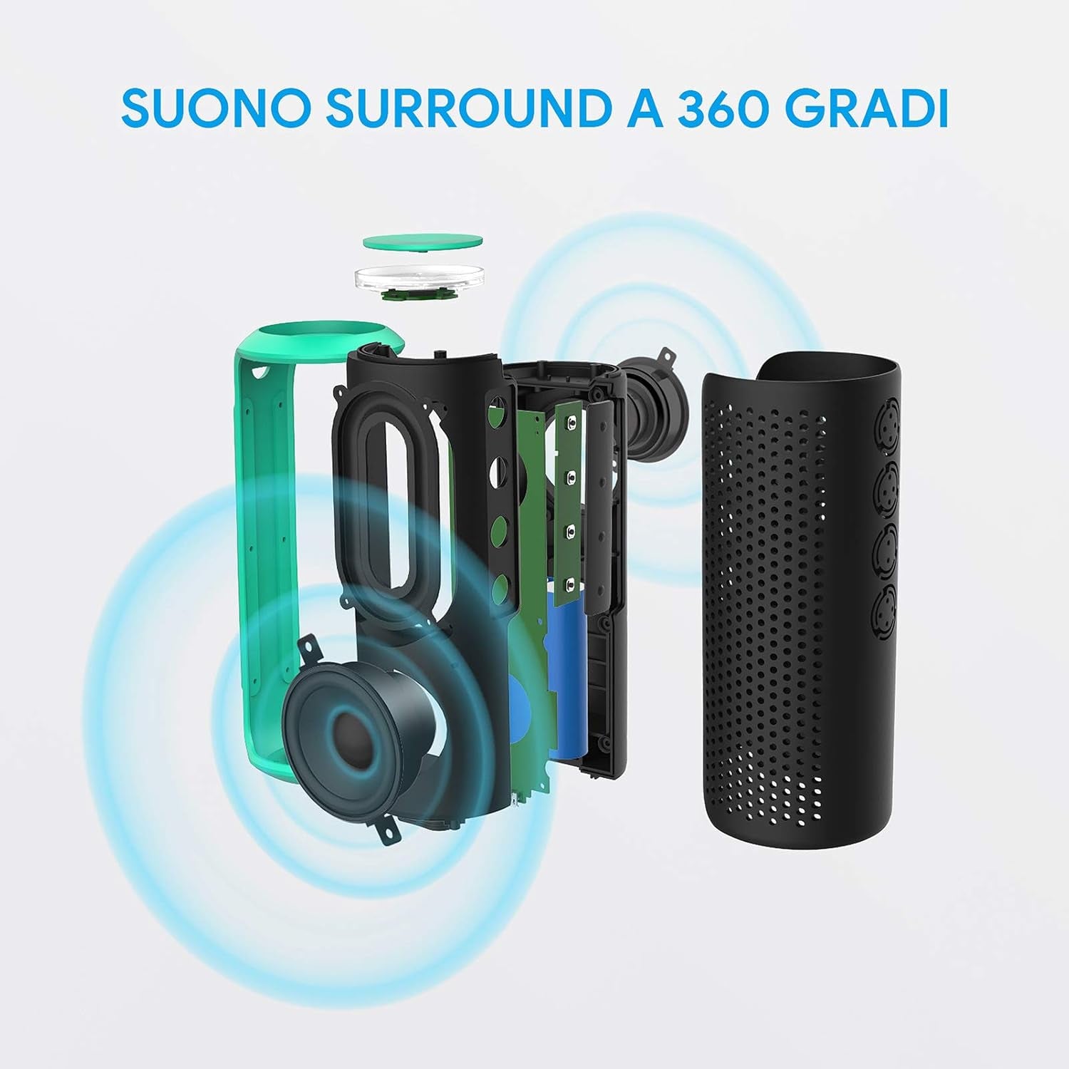 Bluetooth Speaker, 24W Portable Wireless Speakers with Deep Bass and Loud Stereo Sound, 15H Playtime, IPX6 Waterproof, Built-In Mic, Portable Bluetooth Speakers for Home Outdoor (Green)