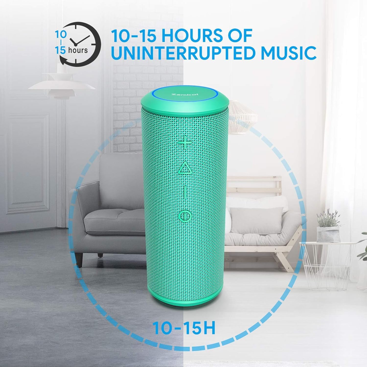 Bluetooth Speaker, 24W Portable Wireless Speakers with Deep Bass and Loud Stereo Sound, 15H Playtime, IPX6 Waterproof, Built-In Mic, Portable Bluetooth Speakers for Home Outdoor (Green)