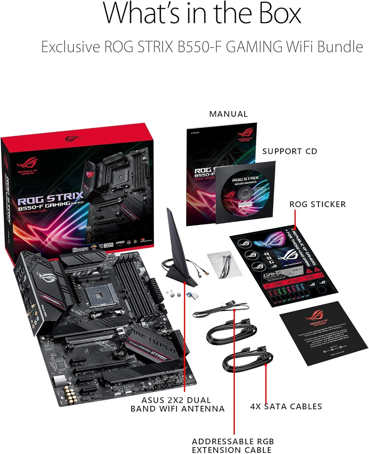 ROG Strix B550-F Gaming AMD AM4 ATX Motherboard with Wifi 6, Pcie 4.0, 2.5Gb LAN, HDMI 2.1, Aura Sync