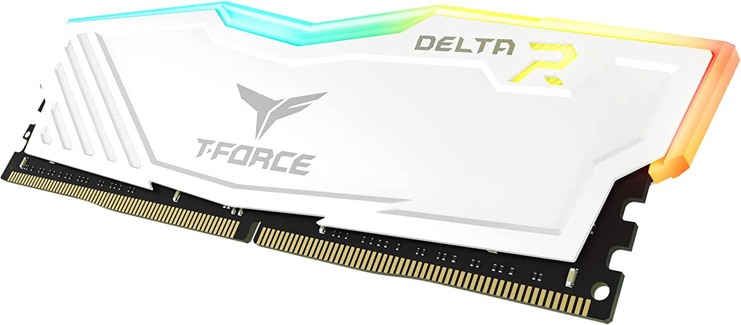 T-Force Delta RGB DDR4 16GB (2X8Gb) 3600Mhz (PC4-28800) CL18 Desktop Gaming Memory Module Ram TF4D416G3600HC18JDC01 - White